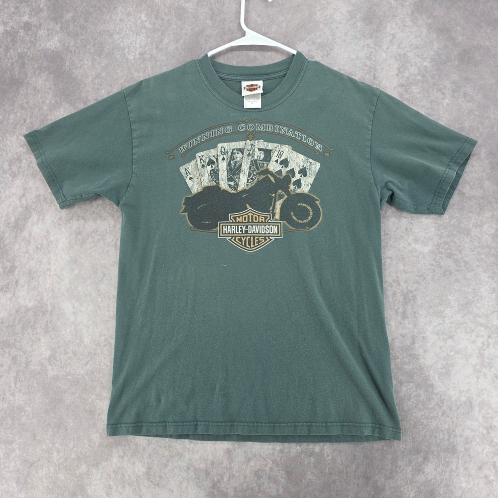 Vintage Harley-Davidson T-Shirt Green Rehoboth Beach Delaware Eagle Mens M